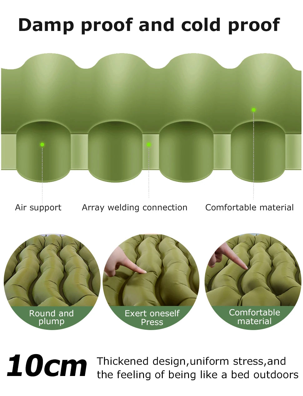 Inflatable Sleeping Pad – Built-in Pillow for Camping Hiking and Travel