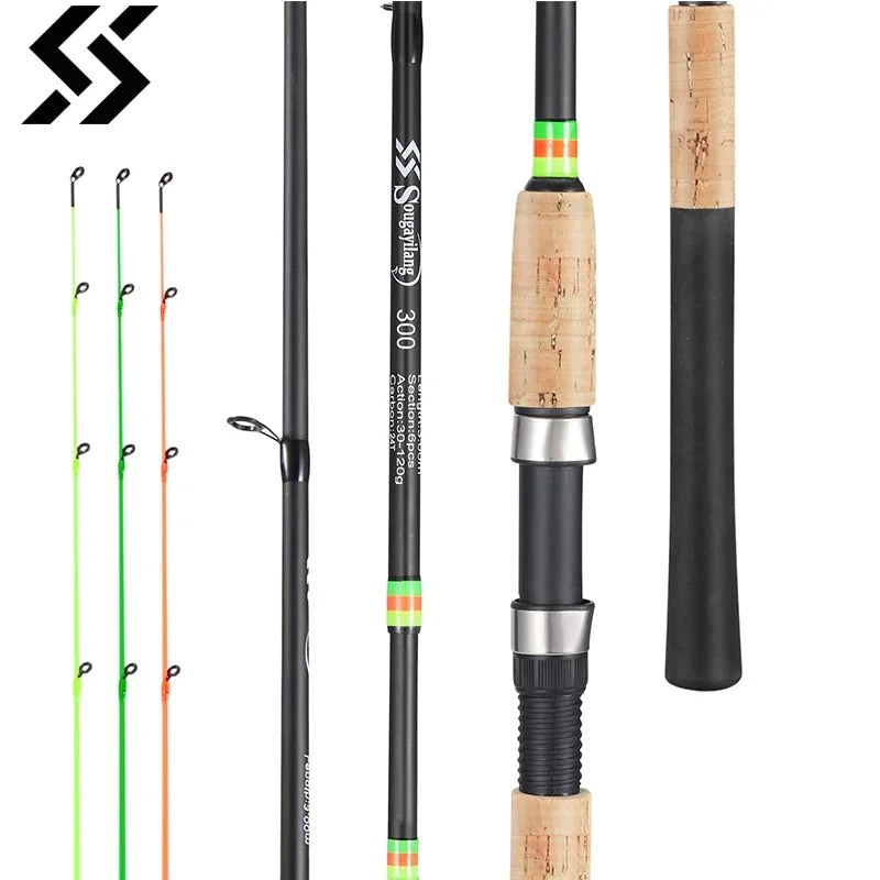 Carbon Fiber Feeder Fishing Rod – 3M Cork Handle Pole for Carp Angling
