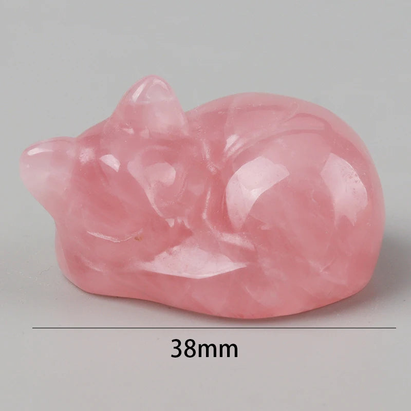 Carved Crystal Cat Figurine – Natural Stone Animal Statue for Home Decor