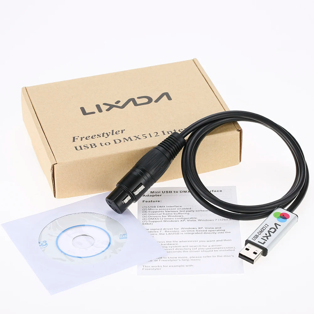 USB to DMX Lighting Controller – Computer Interface for Stage DMX512 Dimming