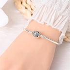 925 Sterling Silver Charm Bracelet – Adjustable Green Zircon for Birthday Gifts