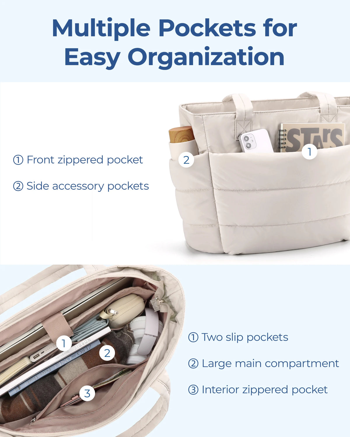 Large Capacity Tote Bag – Solid Color Commuter Handbag for Work and School
