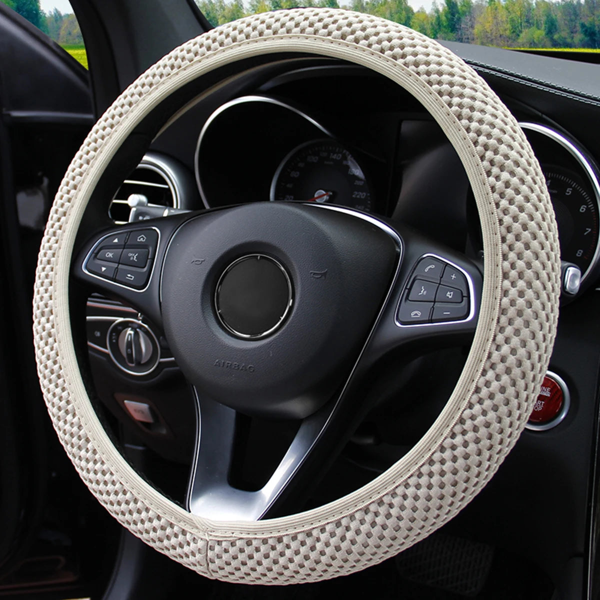Breathable Mesh Car Steering Wheel Cover – Comfortable Grip for Women
