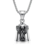 Vintage Jesus Cross Bell Pendant – Religious Biker Necklace for Men