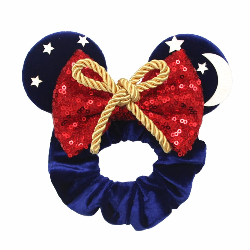 Velvet Sequin Mouse Ear Scrunchies – Elastic Hair Accessories for Kids Party