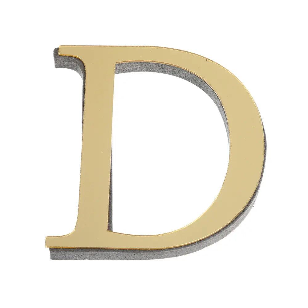 3D Gold Acrylic Letter Wall Stickers – Self-Adhesive Alphabet Home Decor