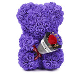 Artificial Rose Teddy Bear – 25cm Flower Figurine for Anniversary Gifts