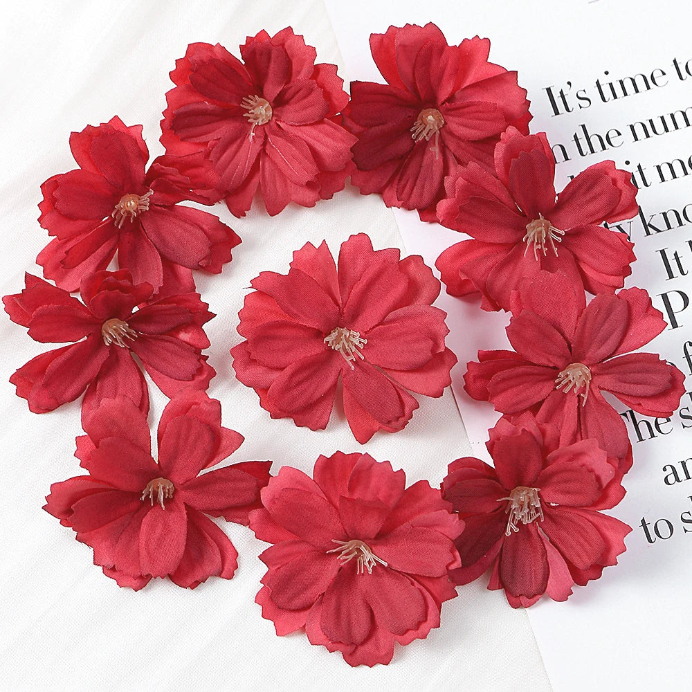 Artificial Cherry Blossom Heads – Silk Floral Decor for Weddings and DIY