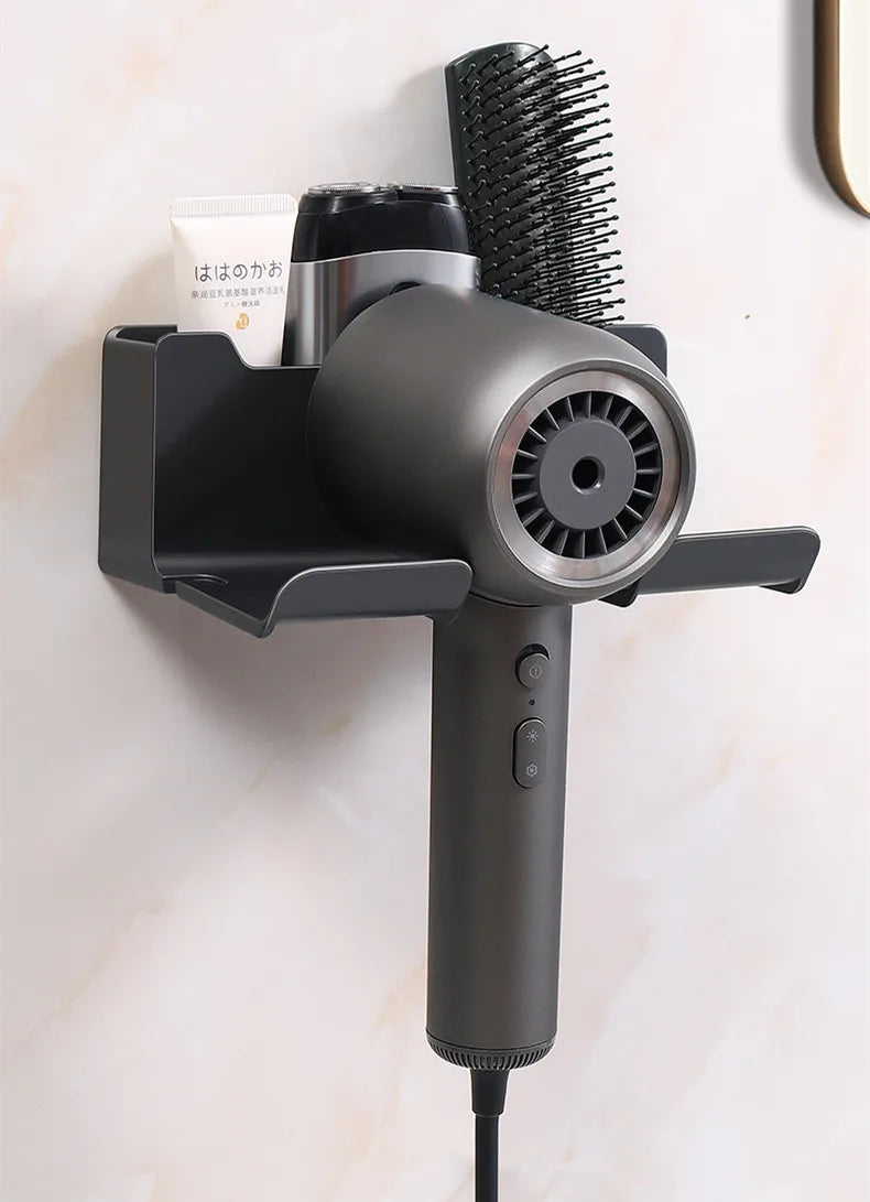 Bathroom Wall Organizer – Hair Dryer Holder with Storage Baskets for Vanity