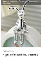 Long-Eared Rabbit Statue – Cartoon Resin Figurine for Home Desktop Decor