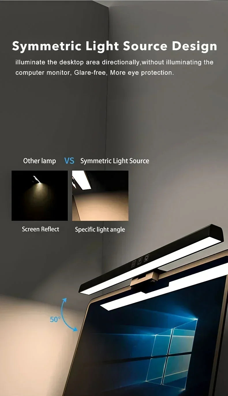 Dimmable LED Monitor Light Bar – Adjustable Desk Lamp for Reading and Study