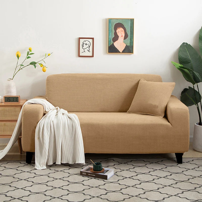 Jacquard Stretch Sofa Cover – Elastic Slipcover for L Shape and Standard Couches