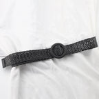 Braided Straw Waist Belt – Boho Wooden Buckle Accessory for Women