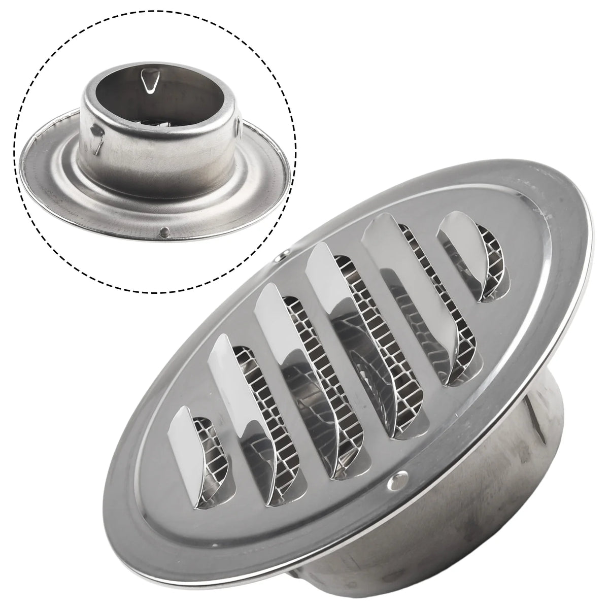 Stainless Steel Round Vent Grille – 70-300mm External Wall Duct for Ventilation