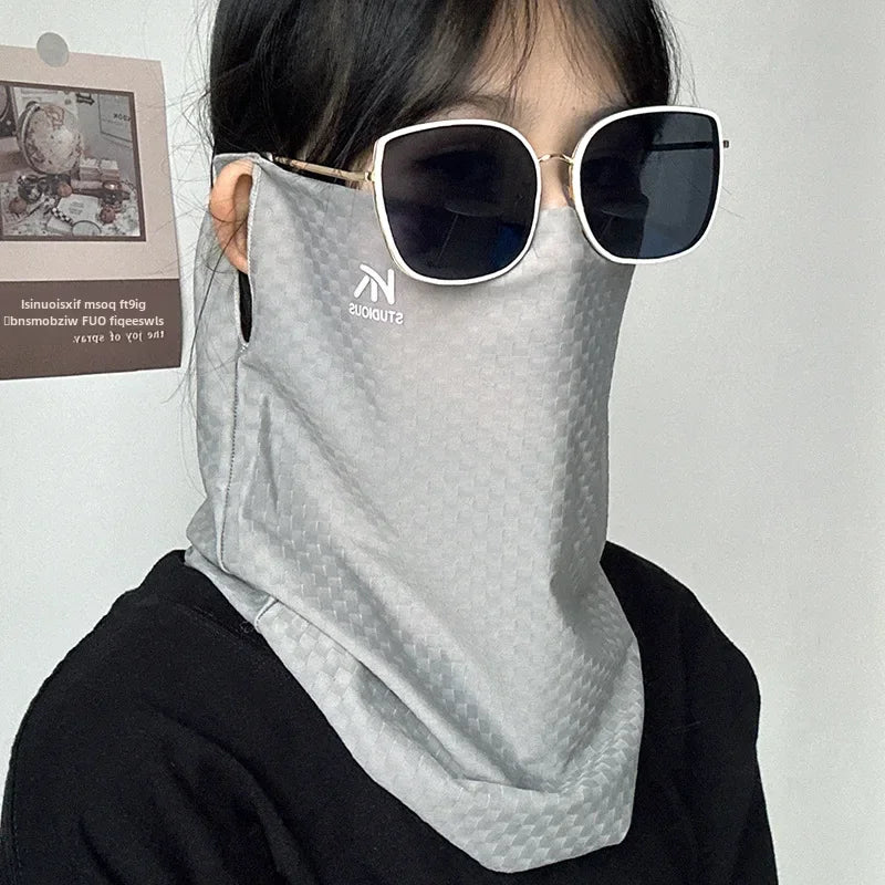 Ice Silk Sun Protection Scarf – Breathable Face Veil for Cycling and Travel