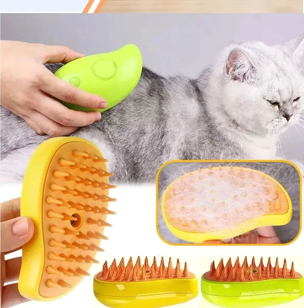 3-in-1 Pet Steam Grooming Brush – Electric Spray Comb for Dog and Cat Shedding