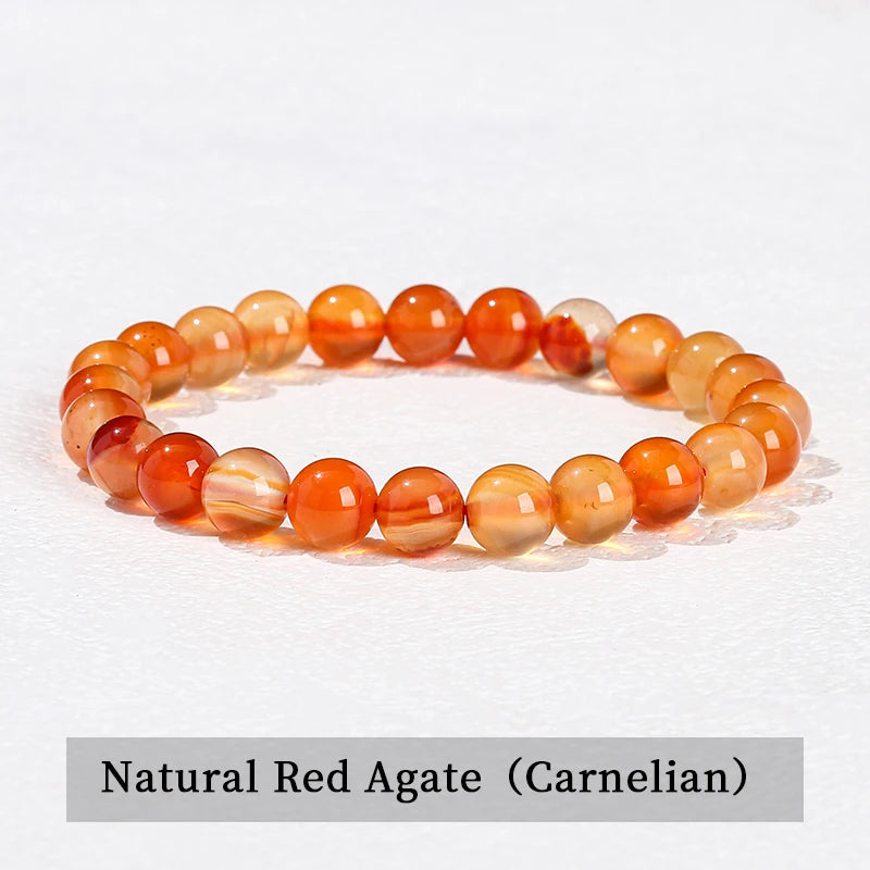 Natural Stone Bead Bracelet – Healing Crystal Gemstone Jewelry for Men and Women
