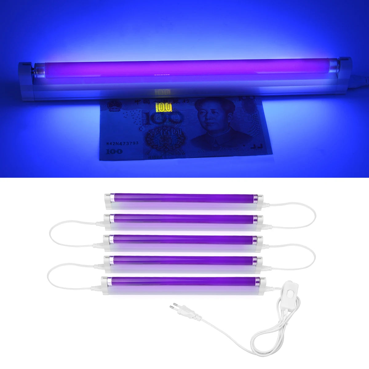 T5 UV Blacklight Tube – 8W 365nm Ultraviolet Lamp for Money Detection and Decor