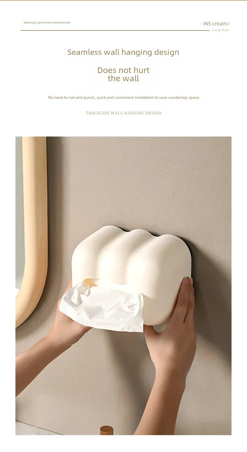 Cloud Tissue Box Holder – Wall Mounted Decorative Ornament for Home and Car