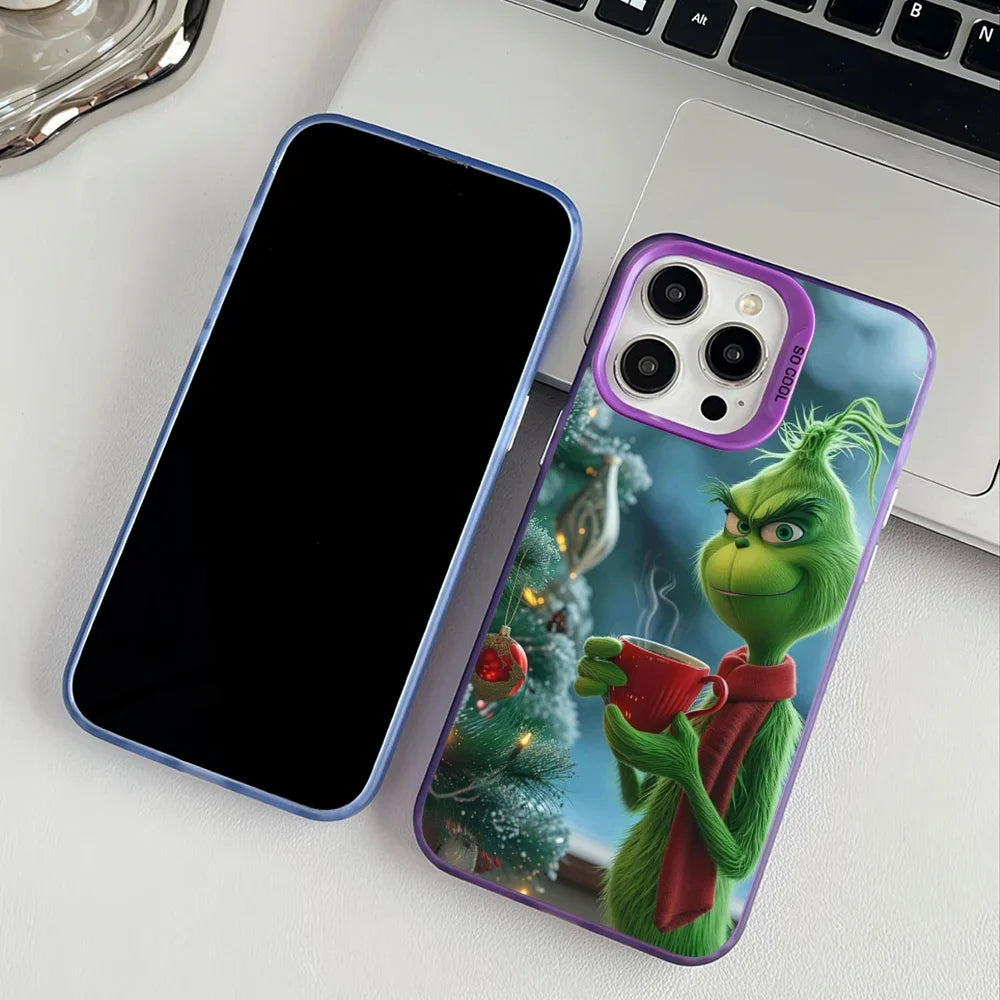 Grinch Christmas Phone Case – Plated Protective Cover for iPhone 11-16 Pro