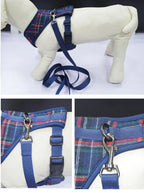 Plaid Pet Harness Leash Set – Adjustable Vest for Small Dogs and Cats