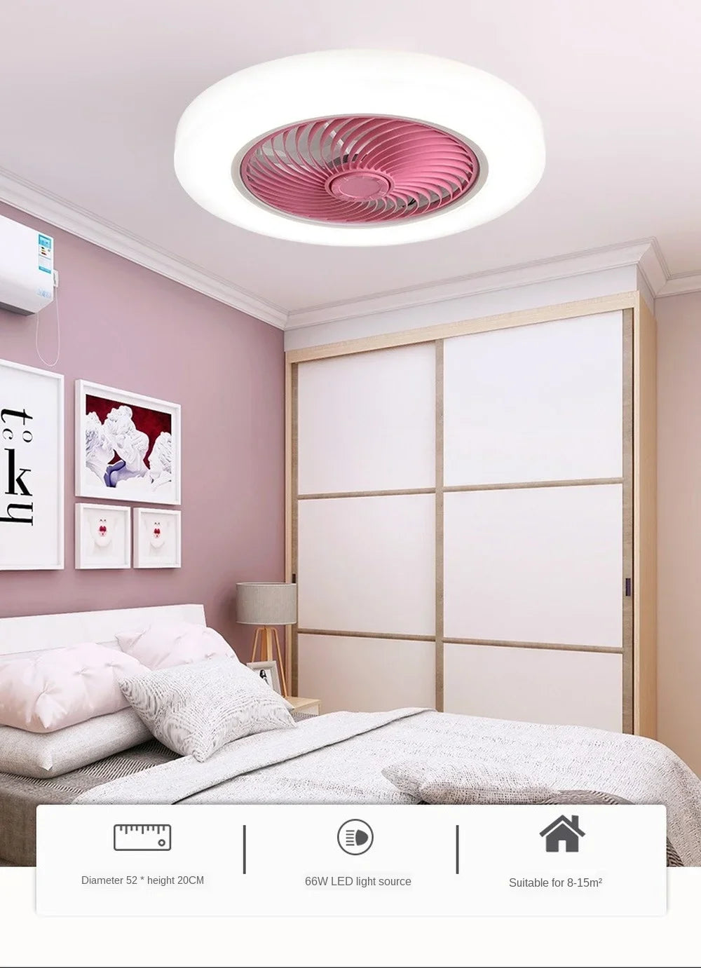 Retractable Smart Ceiling Fan – Silent Remote Control for Bedroom Decor