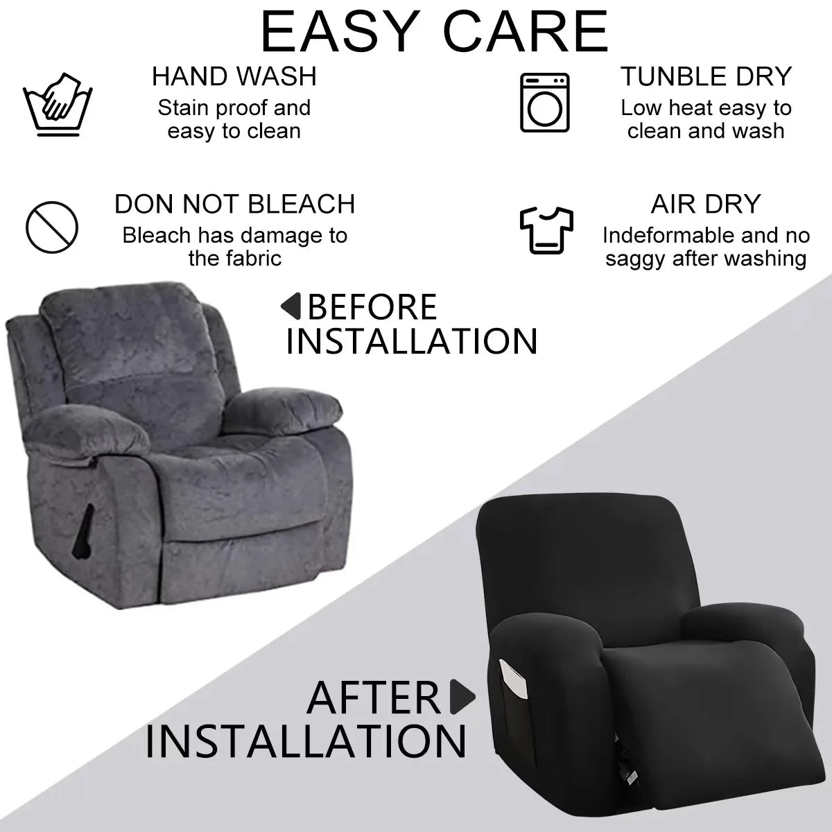 Printed Elastic Recliner Cover – Stretch Slipcover for Living Room Furniture