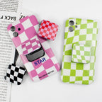 Plaid Checkerboard Folding Mirror – Portable Makeup Accessory for Travel