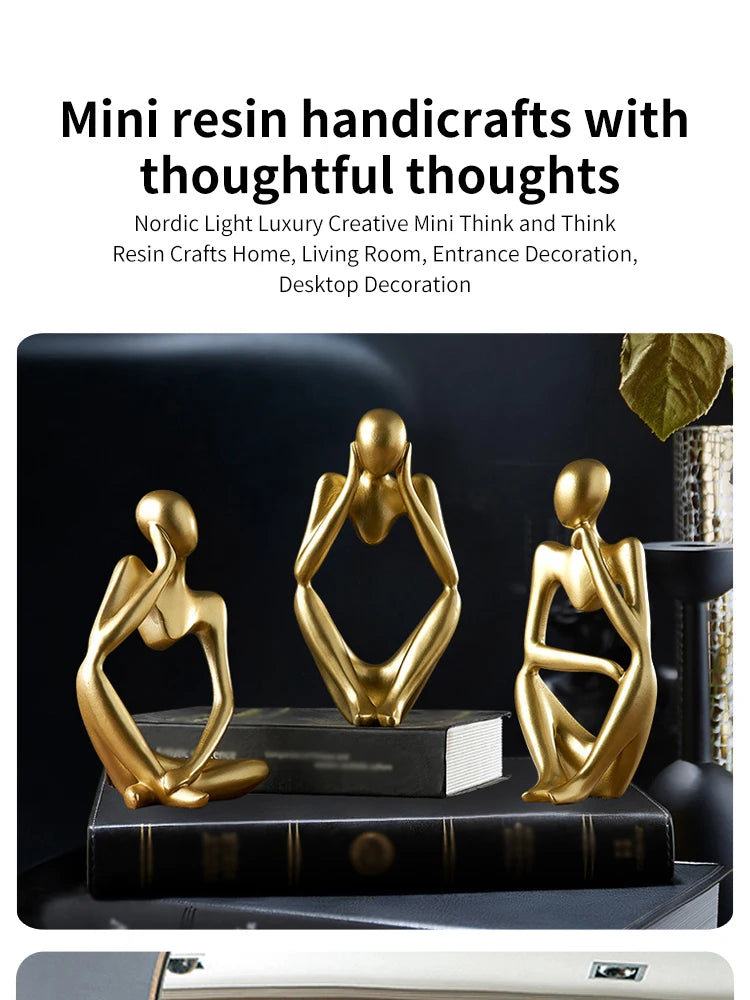 Abstract Figure Sculpture – Minimalist Resin Ornament for Modern Home Decor