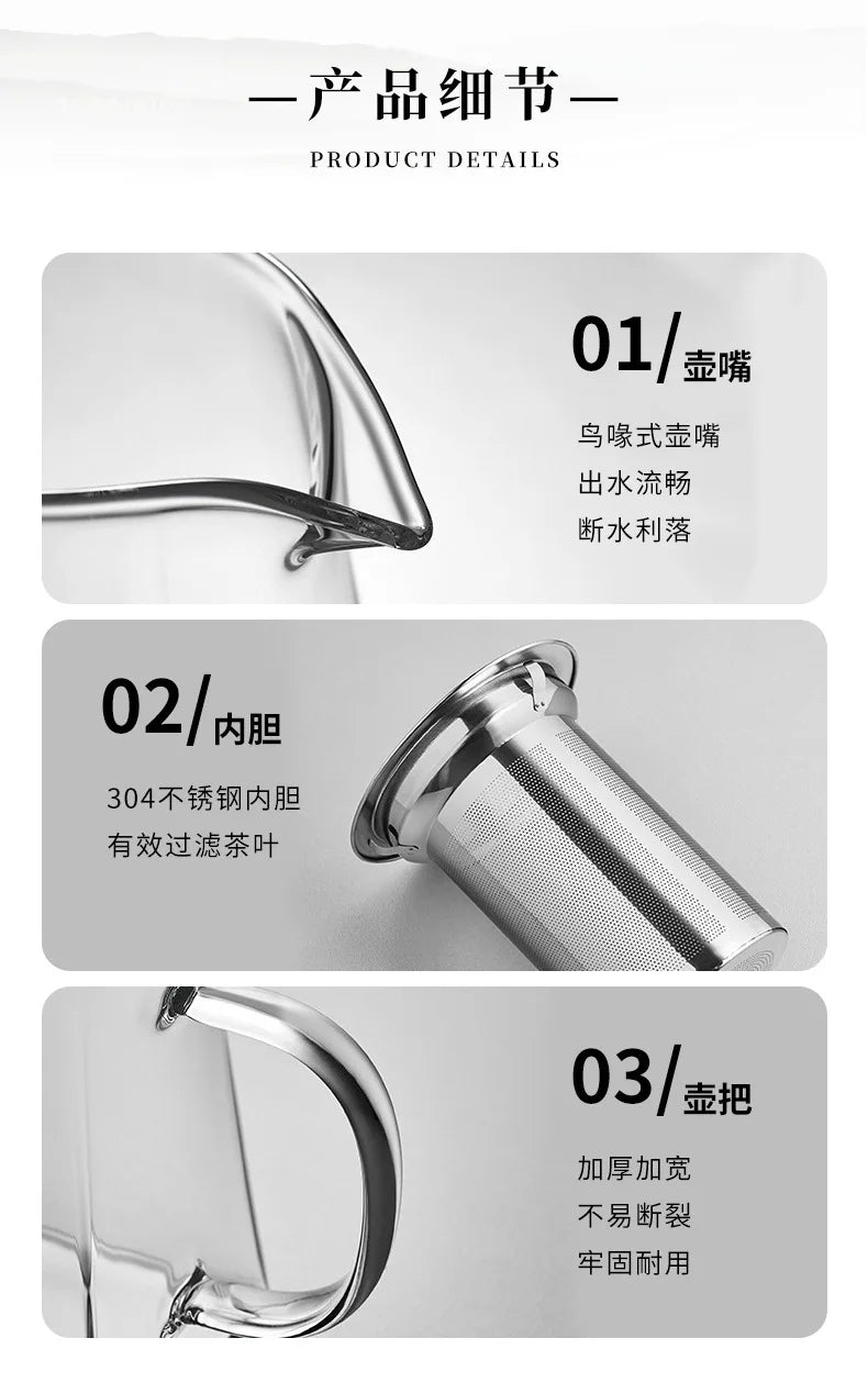 Glass Tea Infuser Pot – Heat Resistant Square Kettle for Loose Leaf Brewing