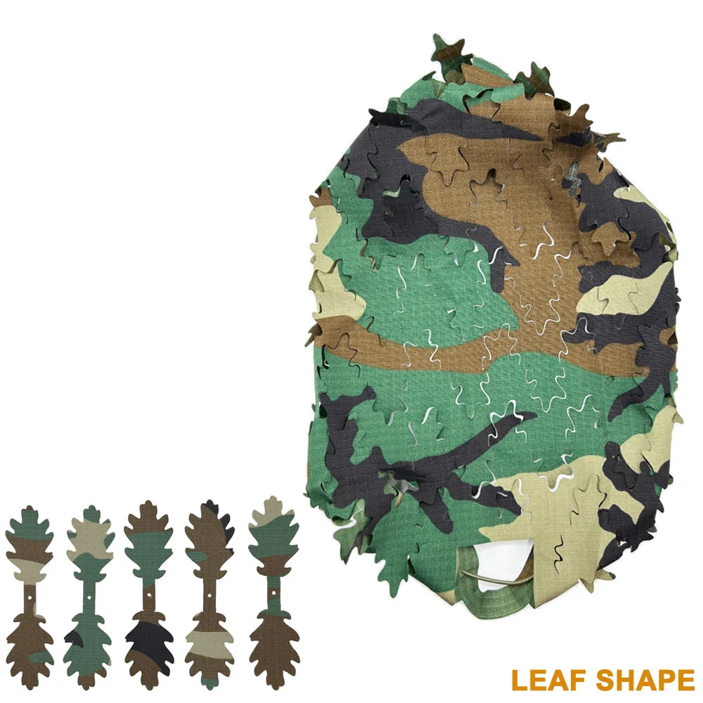 3D Camo Mesh Helmet Cover – Laser Cut Leaf Accessory for Airsoft and Hunting