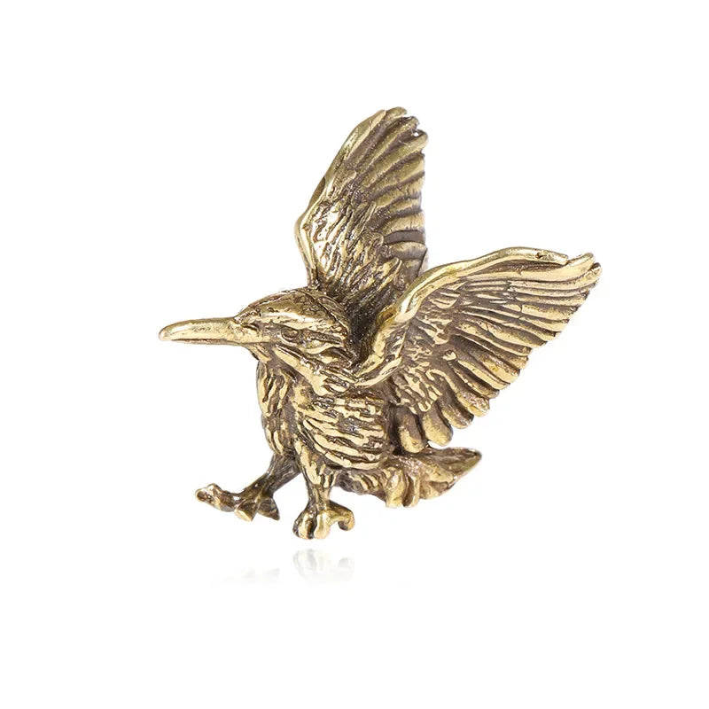 Brass Eagle Statue – Mini Winged Bird Sculpture for Home and Office Decor