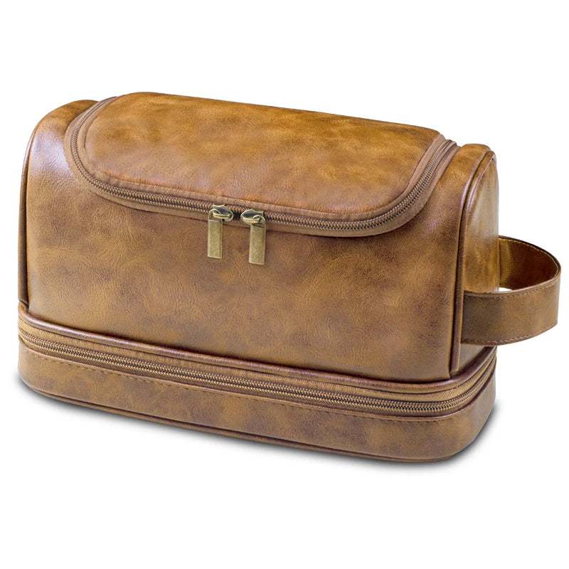 Large Hanging Leather Toiletry Bag – Cosmetic Organizer for Travel
