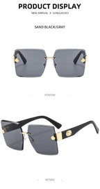 Oversized Rimless Square Sunglasses – Gradient Fashion Eyewear for Women