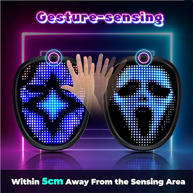 LED Gesture Sensing Mask – Luminous Kids Costume for Halloween Parties