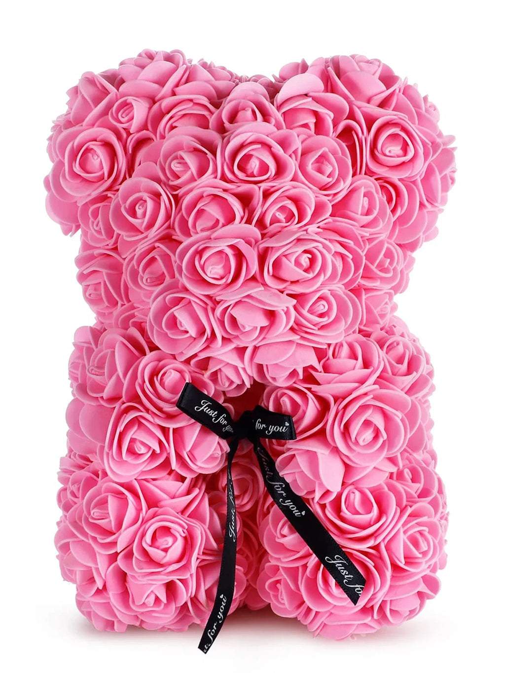 Artificial Rose Teddy Bear – 25cm Flower Figurine for Anniversary Gifts