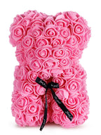 Artificial Rose Teddy Bear – 25cm Flower Figurine for Anniversary Gifts
