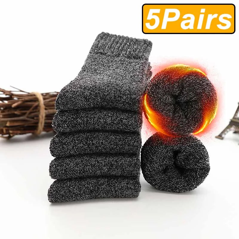 Thermal Terry Winter Socks – Thick Unisex Crew for Cold Weather