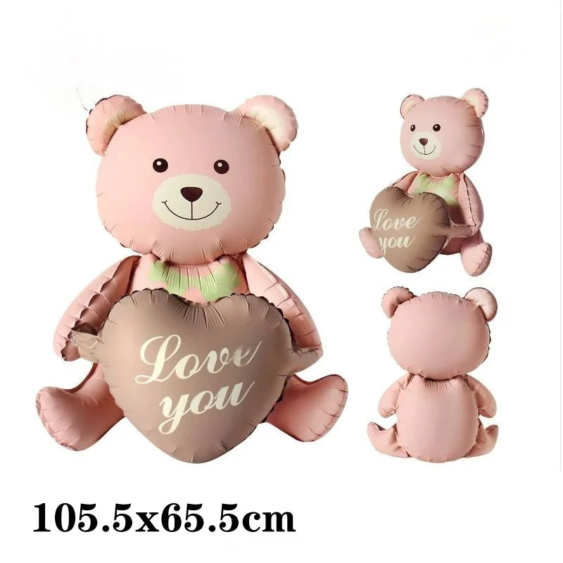 3D Matte Standing Bear Foil Balloons – Birthday Party Decoration for Baby Shower