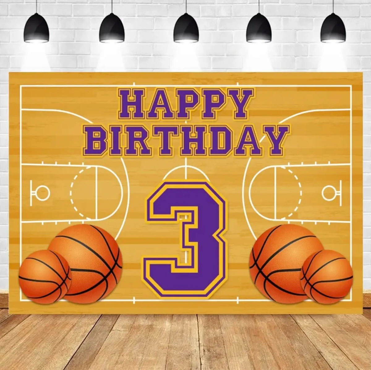 Basketball Stadium Photography Backdrop – Sport Theme for Kids Birthday Party