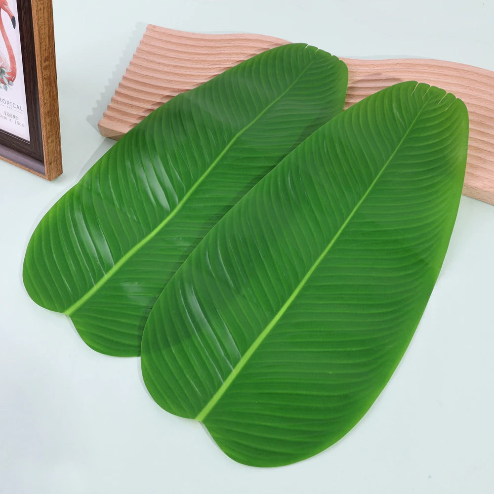 Artificial Banana Palm Leaves – Waterproof Tropical Table Decor for Luau Party