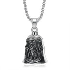 Vintage Jesus Cross Bell Pendant – Religious Biker Necklace for Men