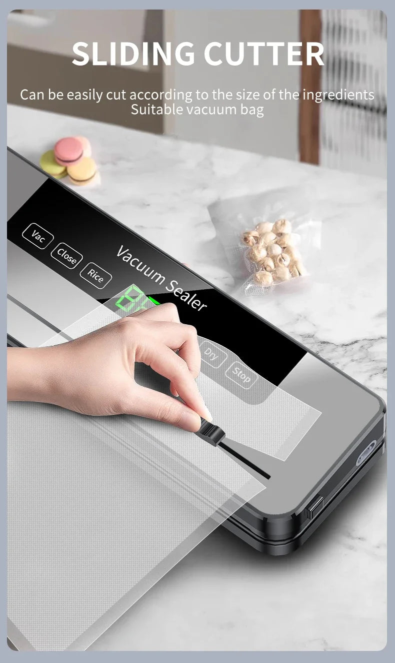 Electric Vacuum Sealer – UV Sterilization with Cutter for Food Storage