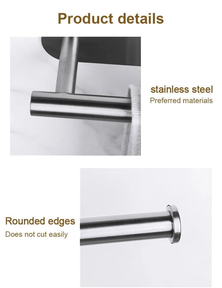 Stainless Steel Paper Towel Holder – Adhesive Wall Mount for Kitchen