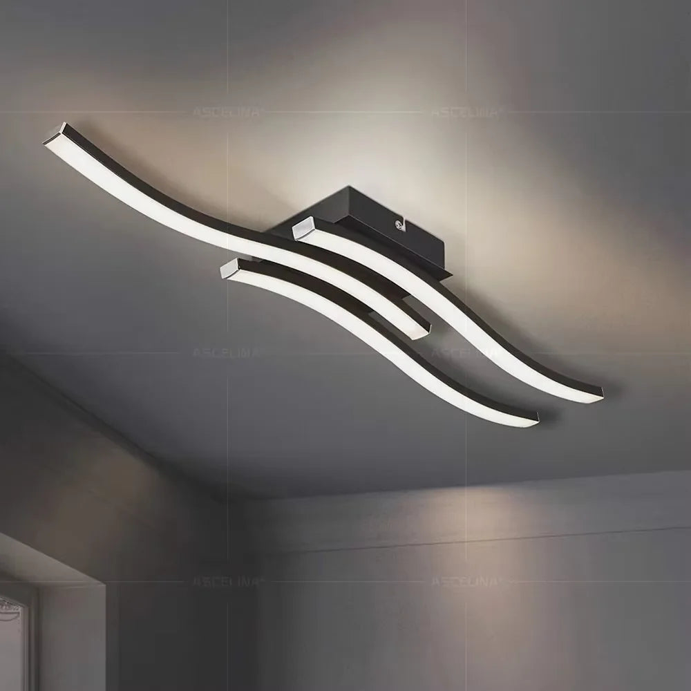 Modern LED Wave Ceiling Light – Minimalist Fixture for Living Room Bedroom