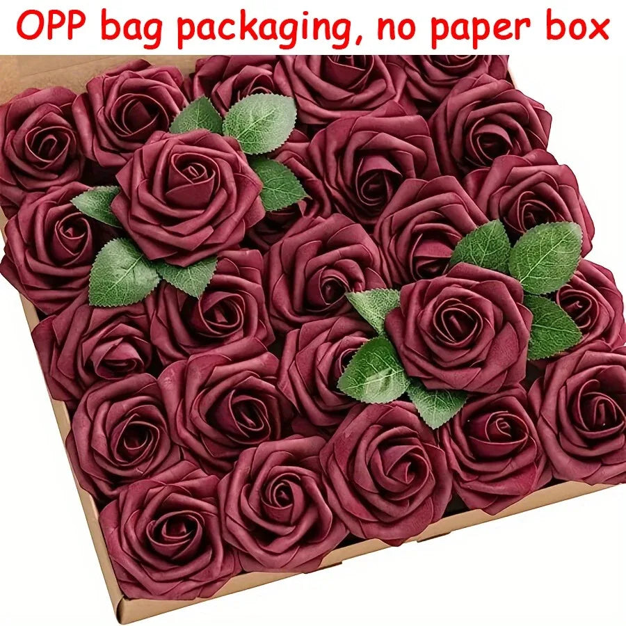 Milk White Artificial Rose Stems – Silk Flowers for Wedding DIY Decoration