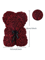 Artificial Rose Teddy Bear – 25cm Flower Figurine for Anniversary Gifts