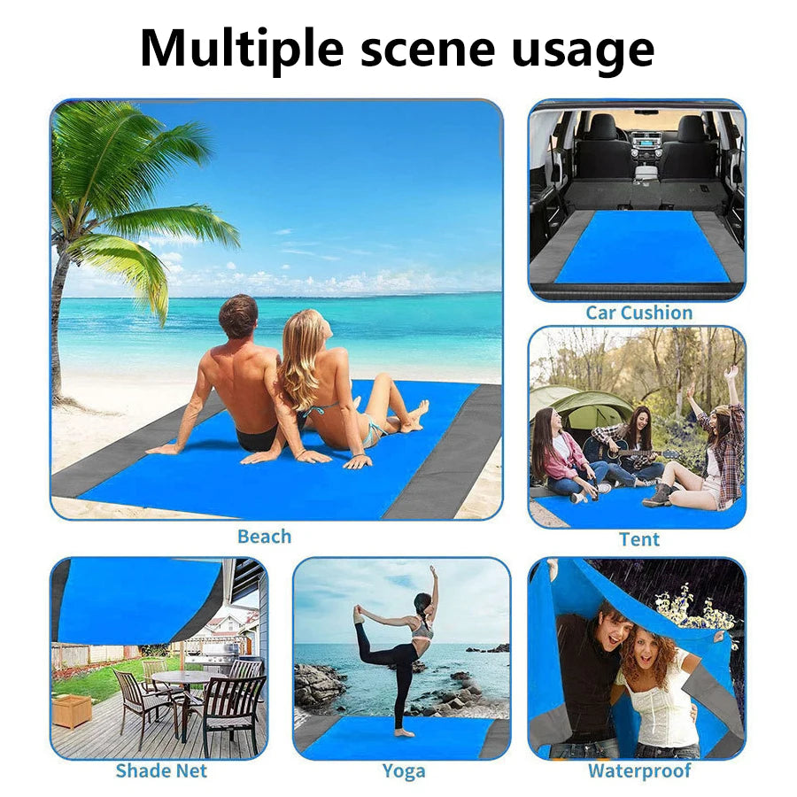 Waterproof Sandproof Beach Blanket – 200x210cm Picnic Mat for Camping and Hiking