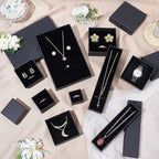 Black Square Jewelry Box – Velvet Display Organizer for Rings and Earrings
