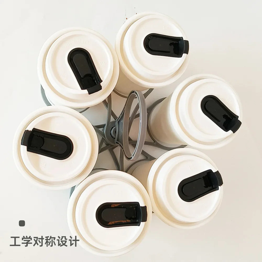 Portable Six Cup Holder – Rotating Folding Tray for KTV and Parties
